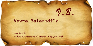 Vavra Balambér névjegykártya